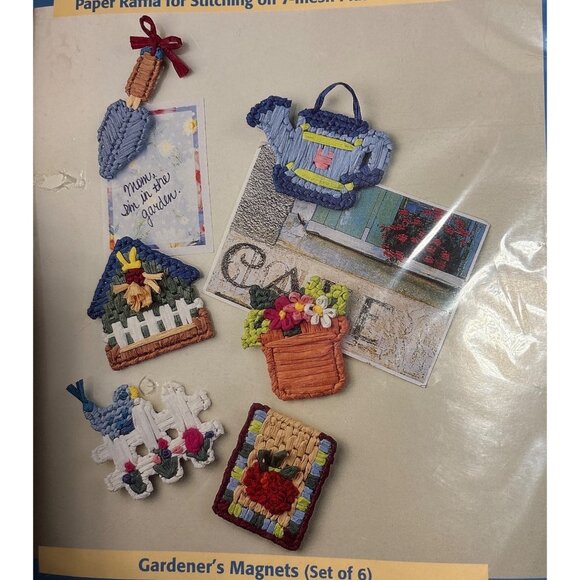 Bucilla Raffia Point Gardeners Magnets Kit 33808 7-Mesh Plastic Canvas Set - Picture 5 of 5